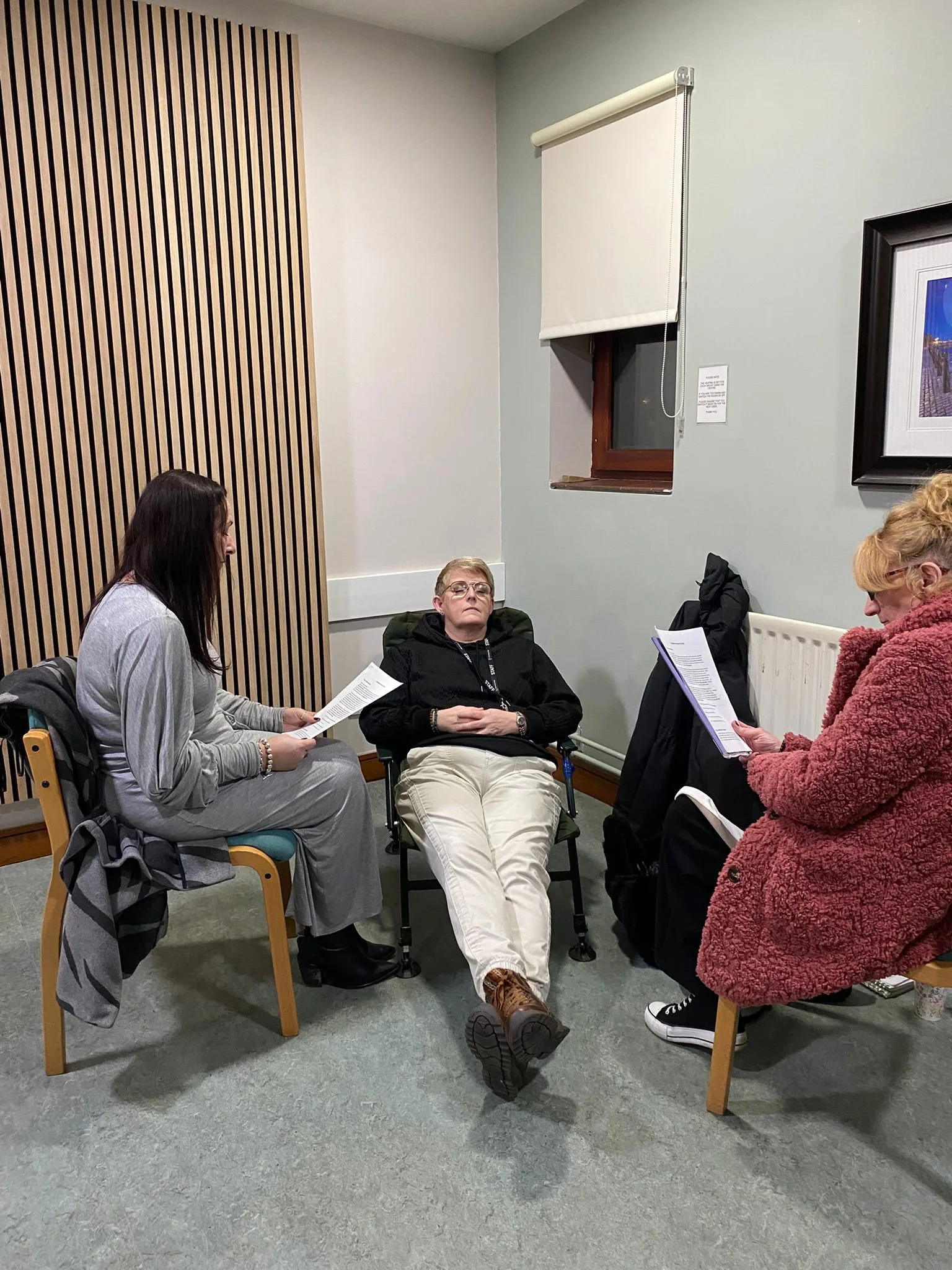 Students practicing hypnotherapy techniques at UK Therapy Guild, Liverpool. Level 5 Diploma in Counselling courses.