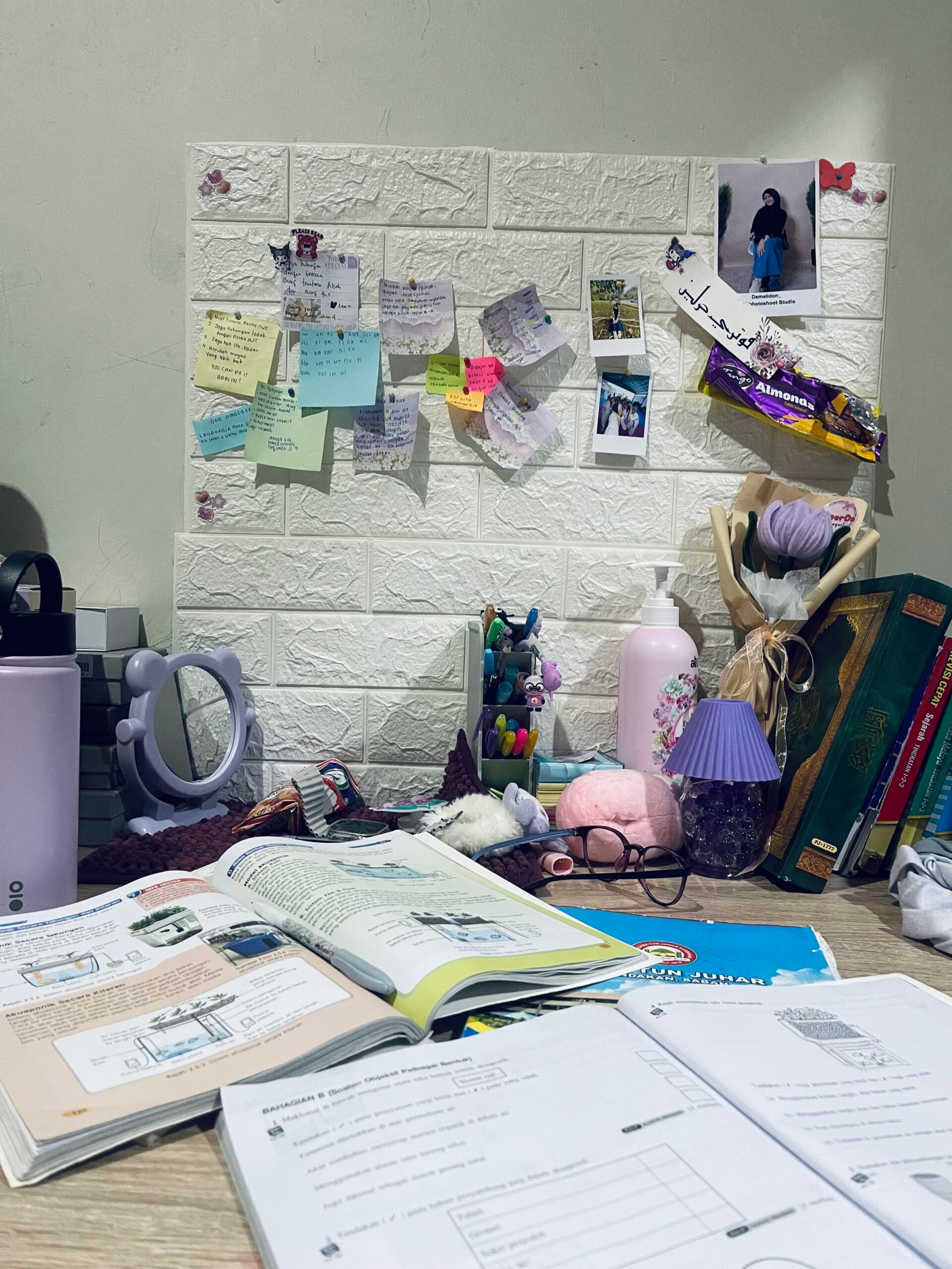 Case Conceptualisation in Counselling: Making Sense of the Client's Story 2 Study desk with open textbooks, scattered notes and pinned reminders — messy revision scene for counselling training Liverpool