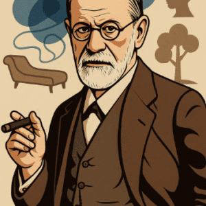 Illustration of a historical figure "freud" related to psychology, symbolising our Liverpool counselling courses.
