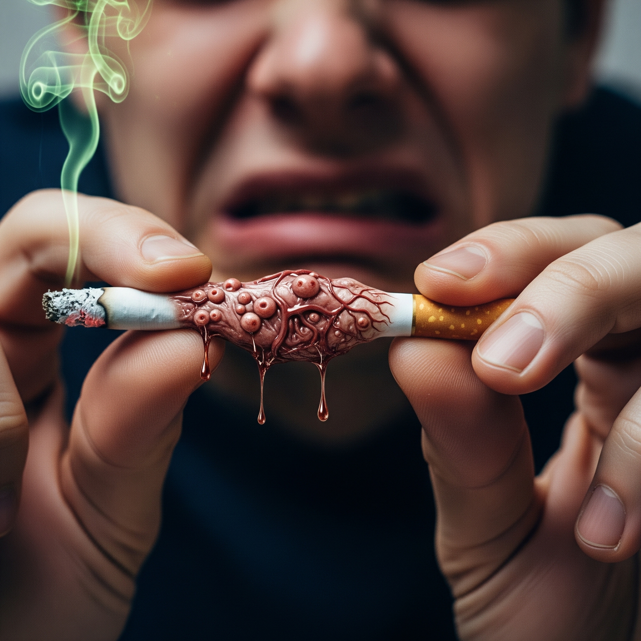 Close-up of distorted cigarette representing health risks for hypnotherapy smoking cessation course at UK Therapy Guild.