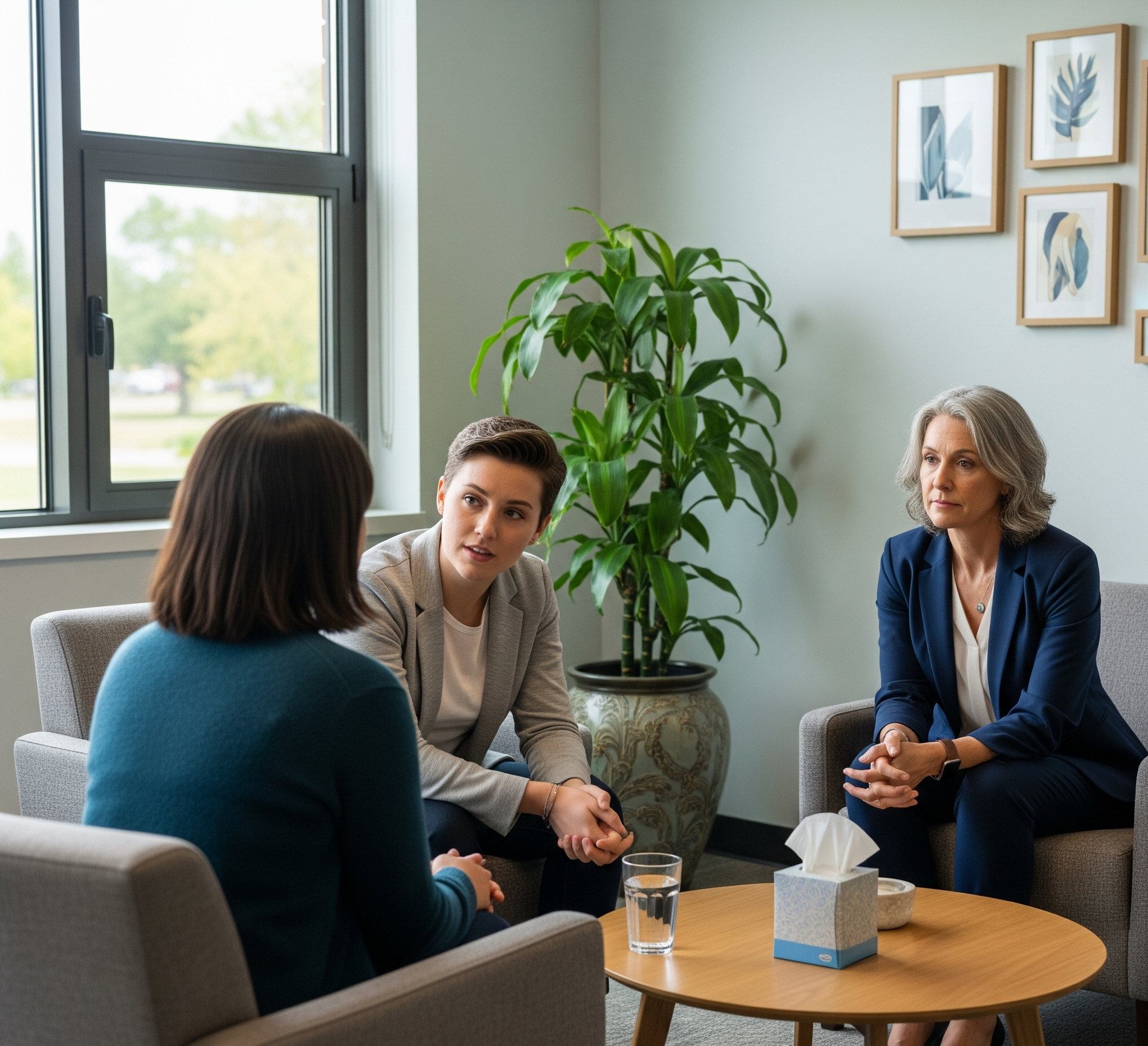 A warm, professional photograph of a tutor providing direct, one-on-one guidance to a student.