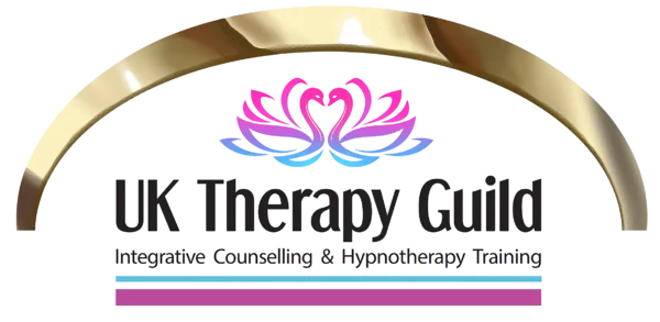 UK Therapy Guild logo with twin swans and text "Integrative Counselling & Hypnotherapy Training", counselling training Liverpool